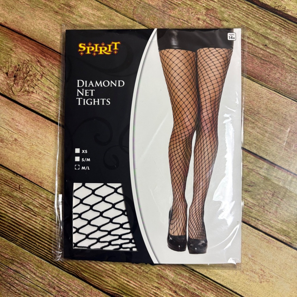 Spirit Halloween Diamond Net Tights Black Fishnets Size M/L NWT 2303966461